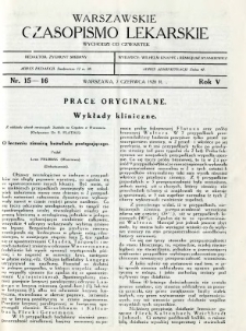 Warszawskie Czasopismo Lekarskie 1928 R.5 nr 15-16