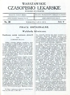 Warszawskie Czasopismo Lekarskie 1928 R.5 nr 20