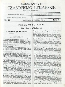 Warszawskie Czasopismo Lekarskie 1928 R.5 nr 31