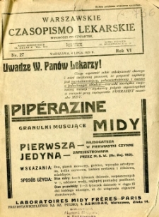 Warszawskie Czasopismo Lekarskie 1929 R.6 nr 27
