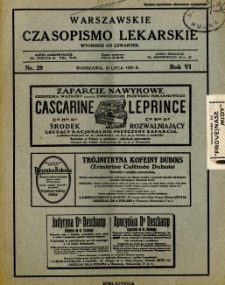 Warszawskie Czasopismo Lekarskie 1929 R.6 nr 29