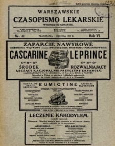 Warszawskie Czasopismo Lekarskie 1929 R.6 nr 31
