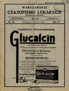 Warszawskie Czasopismo Lekarskie 1929 R.6 nr 33