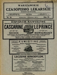Warszawskie Czasopismo Lekarskie 1929 R.6 nr 36