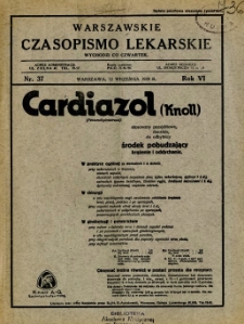 Warszawskie Czasopismo Lekarskie 1929 R.6 nr 37