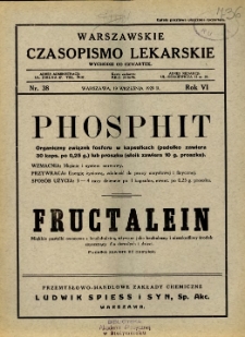Warszawskie Czasopismo Lekarskie 1929 R.6 nr 38