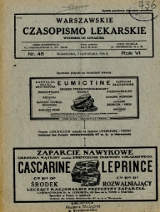 Warszawskie Czasopismo Lekarskie 1929 R.6 nr 45
