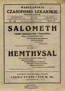 Warszawskie Czasopismo Lekarskie 1929 R.6 nr 46