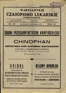 Warszawskie Czasopismo Lekarskie 1929 R.6 nr 47