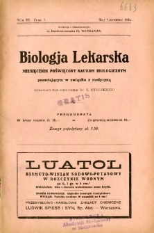 Biologja Lekarska 1924 R.3 nr 3