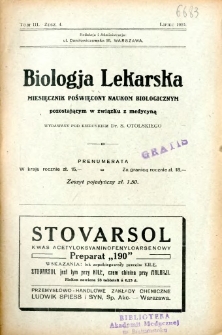 Biologja Lekarska 1924 R.3 nr 4