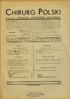 Chirurg Polski 1939 R.4 nr 1
