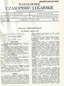 Warszawskie Czasopismo Lekarskie 1935 R.12 nr 5