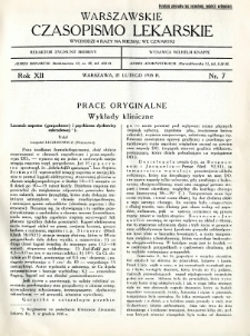 Warszawskie Czasopismo Lekarskie 1935 R.12 nr 7