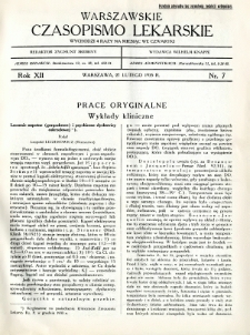 Warszawskie Czasopismo Lekarskie 1935 R.12 nr 7