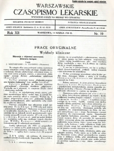 Warszawskie Czasopismo Lekarskie 1935 R.12 nr 10