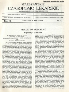 Warszawskie Czasopismo Lekarskie 1935 R.12 nr 12