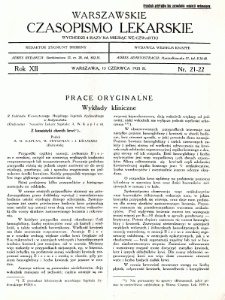 Warszawskie Czasopismo Lekarskie 1935 R.12 nr 21-22