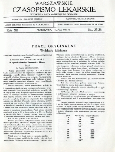 Warszawskie Czasopismo Lekarskie 1935 R.12 nr 25-26