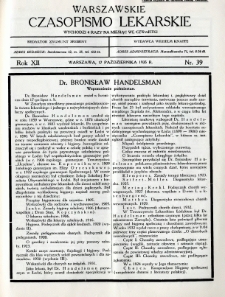 Warszawskie Czasopismo Lekarskie 1935 R.12 nr 39