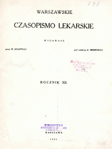 Warszawskie Czasopismo Lekarskie 1935 : spis treści