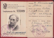 Legitymacja Heleny Krzemieniewskiej jako członkini Związku Nauczycielstwa Polskiego