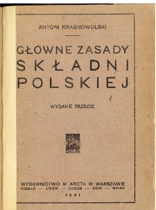 Gł&oacute;wne zasady składni polskiej