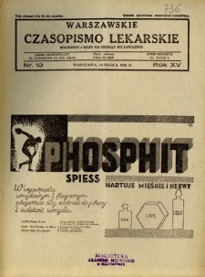 Warszawskie Czasopismo Lekarskie 1938 R.15 nr 10