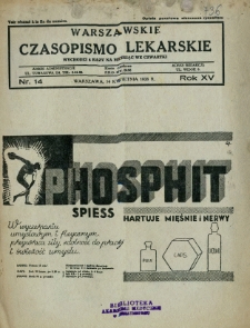 Warszawskie Czasopismo Lekarskie 1938 R.15 nr 14