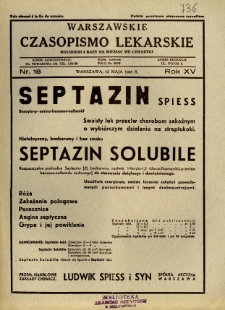 Warszawskie Czasopismo Lekarskie 1938 R.15 nr 18