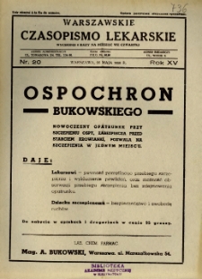 Warszawskie Czasopismo Lekarskie 1938 R.15 nr 20