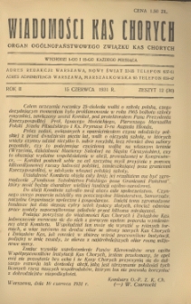 Wiadomości Kas Chorych 1931 R.2 z.12