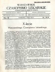 Warszawskie Czasopismo Lekarskie 1934 R.11 nr 18-19