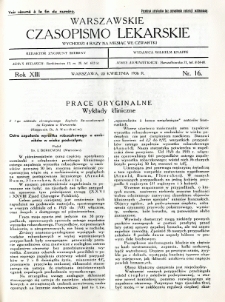 Warszawskie Czasopismo Lekarskie 1936 R.13 nr 16