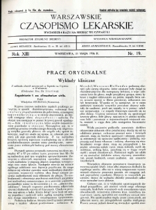 Warszawskie Czasopismo Lekarskie 1936 R.13 nr 19