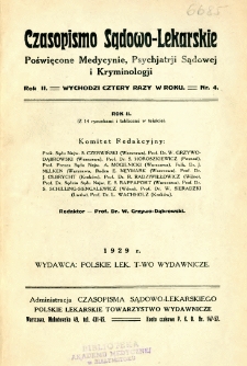 Czasopismo Sądowo-Lekarskie 1929 R.2 nr 4