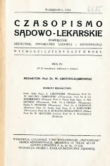 Czasopismo Sądowo-Lekarskie 1931 R.4 nr 1