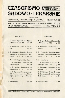 Czasopismo Sądowo-Lekarskie 1931 R.4 nr 3