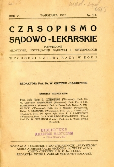 Czasopismo Sądowo-Lekarskie 1932 R.5 nr 1-2