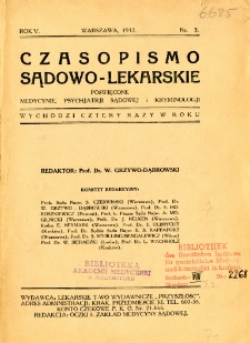Czasopismo Sądowo-Lekarskie 1932 R.5 nr 3
