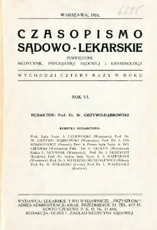 Czasopismo Sądowo-Lekarskie 1933 R.6 nr 1