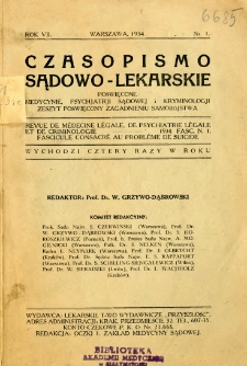 Czasopismo Sądowo-Lekarskie 1934 R.7 nr 1