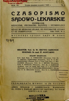 Czasopismo Sądowo-Lekarskie 1938 R.11 nr 3