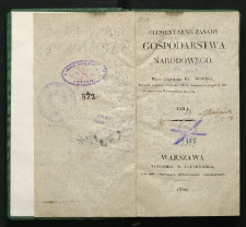 Elementarne zasady gospodarstwa narodowego. T. 1