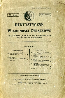 Dentystyczne Wiadomości Związkowe 1931 R.8 nr 1
