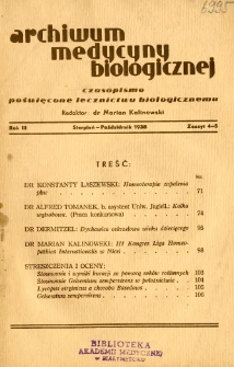 Archiwum Medycyny Biologicznej 1938 R.3 z.4-5