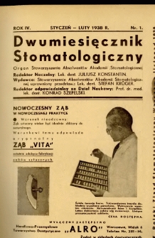 Dwumiesięcznik Stomatologiczny 1938 R.4 nr 1