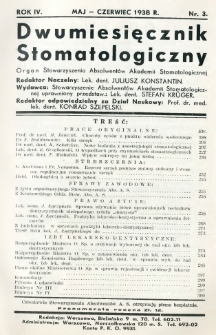 Dwumiesięcznik Stomatologiczny 1938 R.4 nr 3