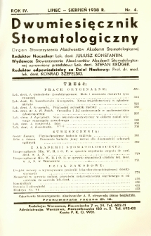 Dwumiesięcznik Stomatologiczny 1938 R.4 nr 4