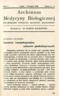 Archiwum Medycyny Biologicznej 1936 R.1 z.4-5